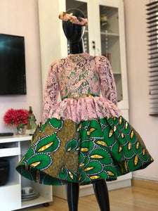 Girl’s Lace & Ankara Farrah Occasion Dress